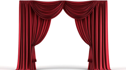 Poster - Realistic red velvet curtains opening on transparent background