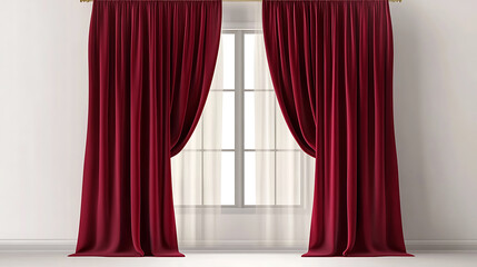 Leinwandbilder - Realistic red velvet curtains opening on transparent background