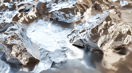 Aufkleber - Lithium texture concept featuring raw metallic lithium ore with rugged, reflective surfaces
