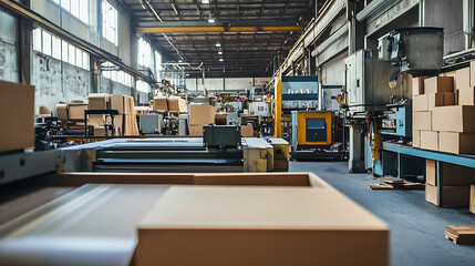 Leinwandbilder - Large industrial machine producing paper and cardboard in factory setting
