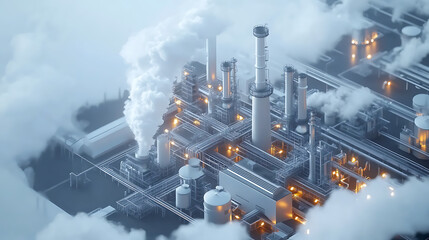 Poster - industrial plant with smokestacks illustrating carbon capture and storage