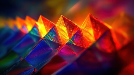 Poster - Abstract Colorful Geometric Shapes with Iridescent Reflections