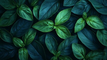 Wall Mural - A close-up shot of a vibrant green foliage pattern.