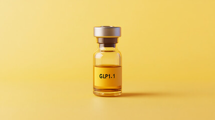 Poster - A vial labeled glp-1 on a yellow background, symbolizing medication or treatment related to glp-1