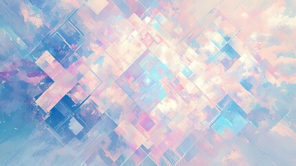 Poster - Abstract Digital Art with Pastel Colors and Geometric Shapes