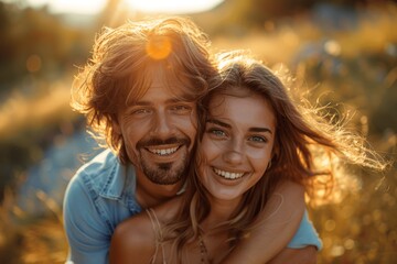 Happy Couple Having Fun in the Park on a Sunny Day