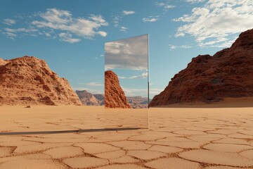 Wall Mural - A large mirror is reflected in the desert