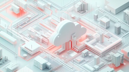 Poster - Abstract 3D Render of Cloud Computing Infrastructure