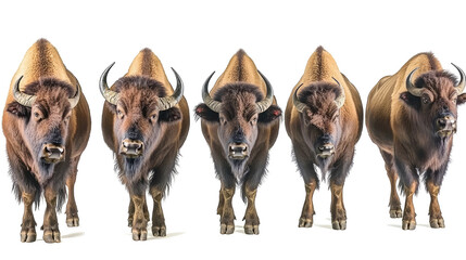 Poster - bison buffalo herd isolated on a transparent background in studio generative ai