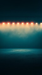 Leinwandbilder - Bright spotlights illuminating an empty stage filled with smoke, creating a dramatic and mysterious atmosphere for a show or performance