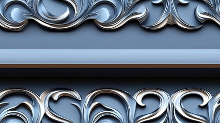 Poster - Reflective silver swirls and intricate filigree form a stunning seamless pattern that captivates viewers with its depth and detail SEAMLESS PATTERN