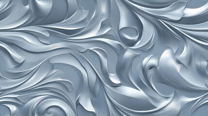 Poster - Reflective silver swirls and intricate filigree form a stunning seamless pattern that captivates viewers with its depth and detail SEAMLESS PATTERN