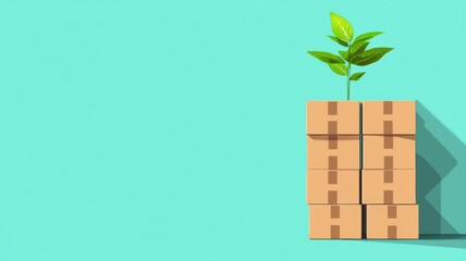 Poster - Efficient Warehouse Stacking with Green Plant Motif
