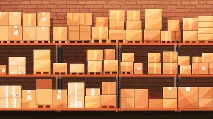 Poster - Shelves in a Warehouse with Organized Inventory