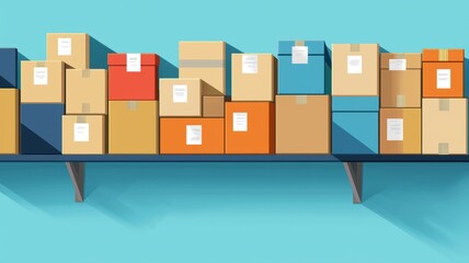 Poster - Colorful Boxes on Warehouse Shelves for Inventory Management