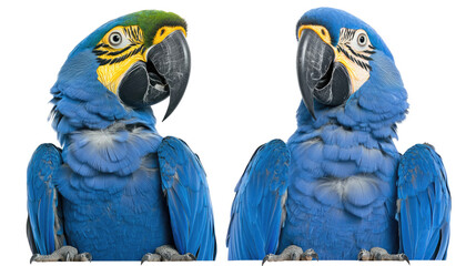 Poster - Blue Macaw Parrots Showcase Vibrant Colors on a Transparent Background Generative AI