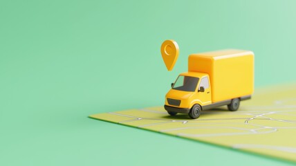 Poster - Urban Delivery Truck on Map Interface