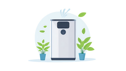 Aufkleber - The illustration icon of a flat vector air purifier isolated on a white background, a device that purifies and adds humidity to indoor air, Procedure for air purification