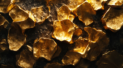 Poster - Texture background featuring a bunch of 24-karat solid gold nuggets