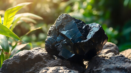 Poster - Pristine Shilajit: Detailed View of Nature's Healing Resin in the Sun