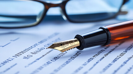 Aufkleber - Personal injury claim document with fountain pen and glasses