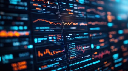 Poster - Close-up of a Computer Screen Displaying Financial Data and Charts