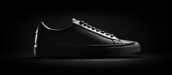 Minimalist skate shoe, monochromatic style, isolated on black background