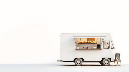 Aufkleber - Isolated white food truck side view against a white backdrop