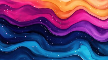 Poster - Futuristic Abstract Waves in Quantum Color Palette
