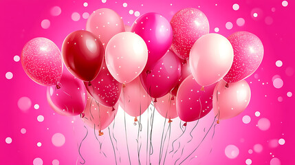Aufkleber - Festive sweet pink balloons background banner celebration theme