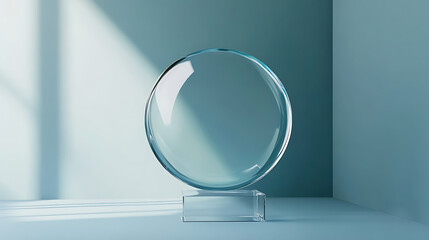 Poster - Empty acrylic award design mockup, blank glass trophy mockup, Template for a transparent crystal prize plate