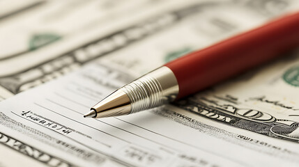 Aufkleber - Electronic funds transfer document with pen on table