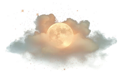 Wall Mural - PNG Gibbous moon atmosphere clouds night.
