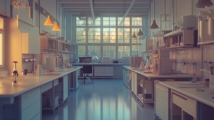 Poster - A Modern, Well-Equipped Laboratory with a Large Window and Bright Lighting