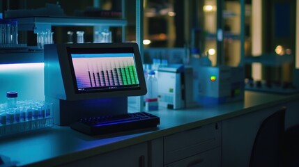 Leinwandbilder - A Computer Monitor Displaying a Scientific Graph in a Laboratory Setting