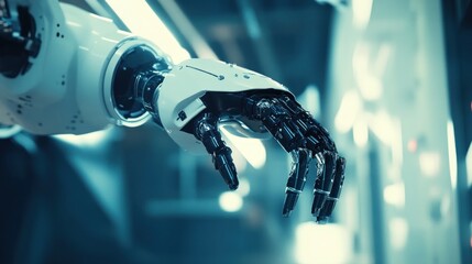 Poster - Close-up of a Robotic Hand Reaching Out