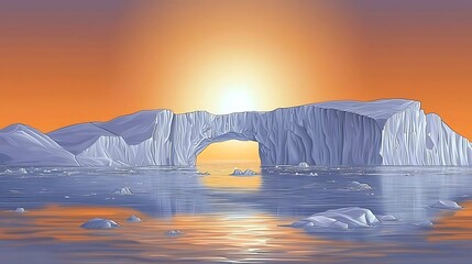 Wall Mural - Majestic Iceberg Arch at Sunset.