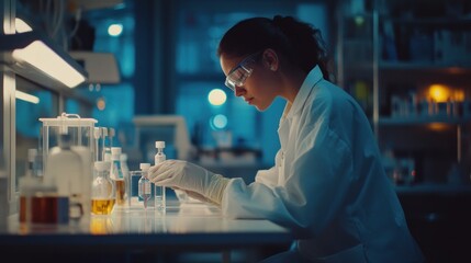Poster - A Scientist Examining a Sample in a Laboratory