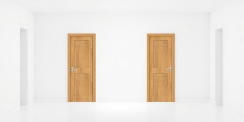 White wooden modern interior door collection set with various open and closed situations, isolated on white background, open, white