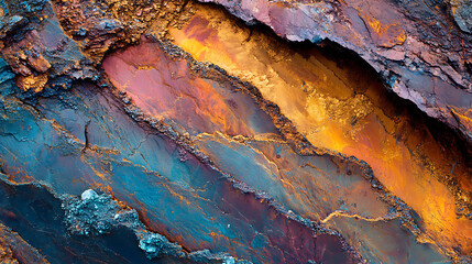 Aufkleber - copper ore, macro photography, ore extraction mine, metal used in the production of conductive material