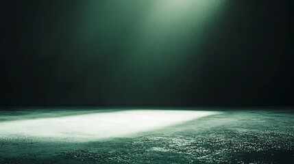 Poster - White green blurred gradient on dark grainy background, glowing light spot, copy space