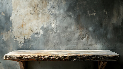 Fototapete - Stone table top and background of grey old concrete wall, can used for display or montage your products