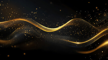 Poster - Gold dust glitter sparkle wave texture on the black background, Shimmer texture