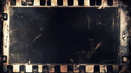 Poster - Dusty scratched and scanned old film texture, black vignette, retro style photo overlay noise abstract dark background