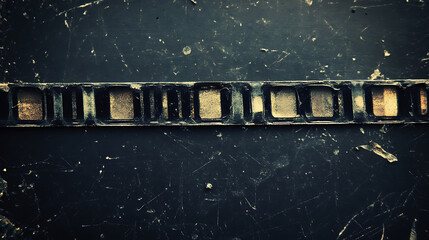 Fototapete - Dusty scratched and scanned old film texture, black vignette, retro style photo overlay noise abstract dark background