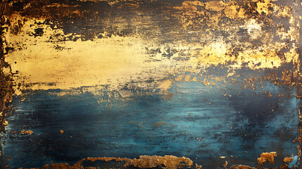 Poster - Brushed surface of brass, old plate of copper texture, abstract metallic aging industrial metals