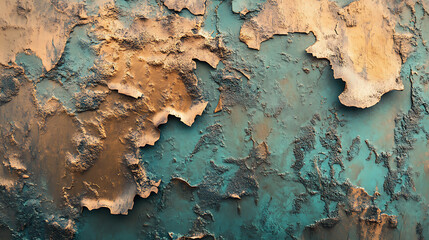 Poster - Brushed surface of brass, old plate of copper texture, abstract metallic aging industrial metals