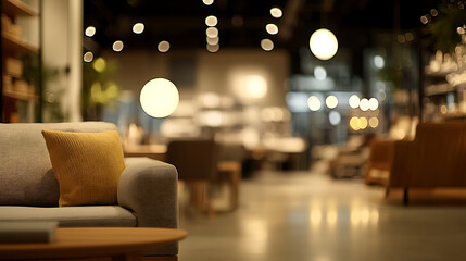 Poster - Abstract blur furniture decoration and warehouse store interior for background
