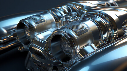 Poster - The turbo manifold cover of a car, captured in detail