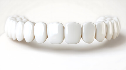 Poster - Realistic vector showing an upper row of perfectly clean, white teeth and gums, arranged in a curved formation